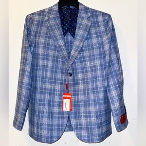 NWT Mattarazi Uomo Men's Navy Plaid Blazer Size 38S